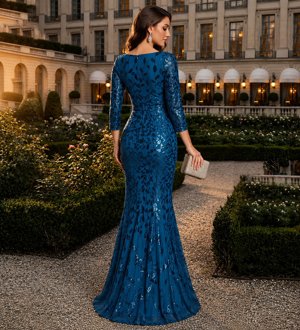 Robe Longue Bleu Pétrole Élégance ✨