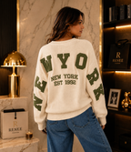 Pull Oversize Femme NY Beige & Vert – Style Casual Chic