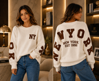 Pull Oversize Femme NY Beige & Vert – Style Casual Chic