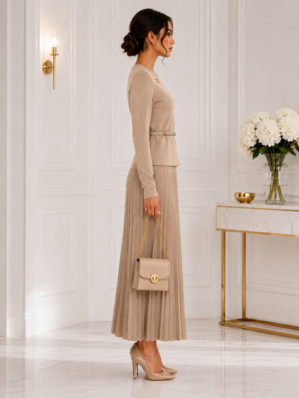 Ensemble Jupe Plissée Chic